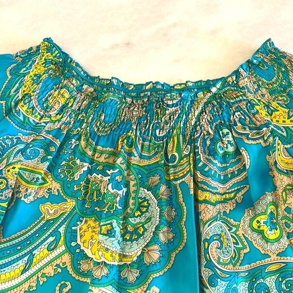 NWOT Inc International Women’s Silk Shirt Size 4 Ruched Off Shoulder - Picture 5 of 6